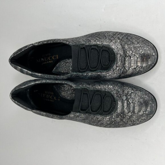 Sesto Meucci Womens Black Hovercraft Zip Snake Print Size 6.5 M Slip On Shoes - Picture 4 of 9